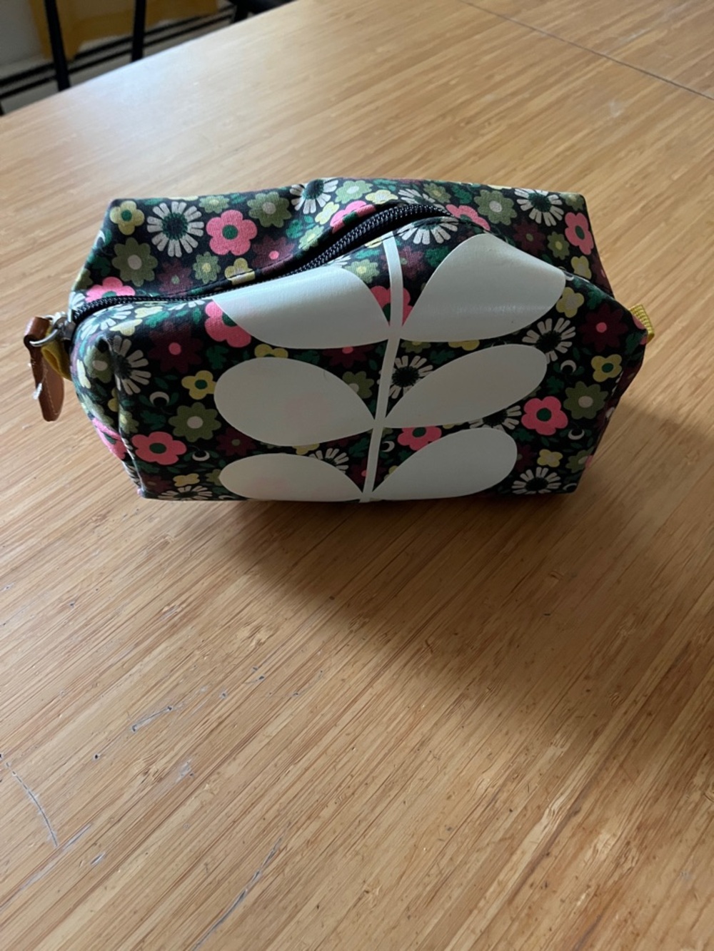 Orla Kiely Floral Cosmetic Bag in Black, White, Pink, Green